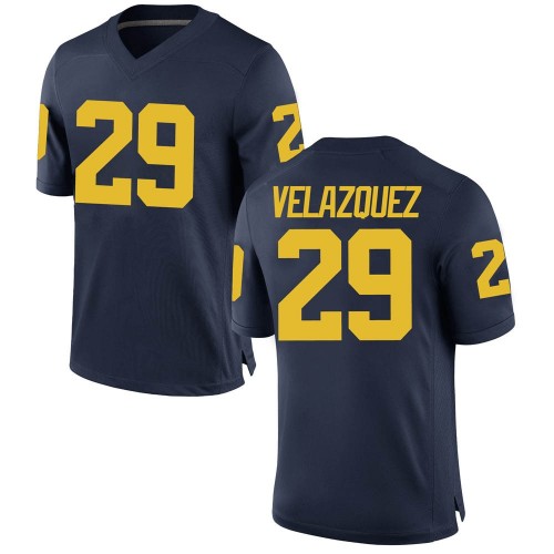 Joey Velazquez Michigan Wolverines Youth NCAA #29 Navy Replica Brand Jordan College Stitched Football Jersey PSN2554UP